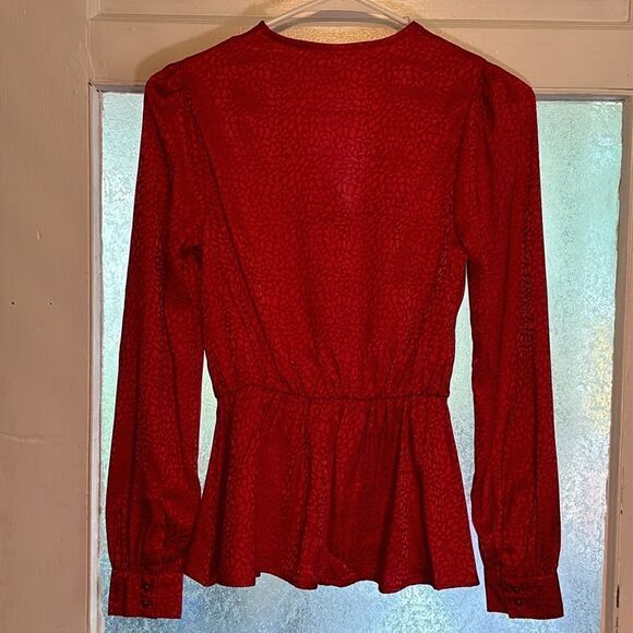 NOBO No Boundaries Women’s Red Faux Wrap Lightweight Silk Blouse Size XS - Picture 5 of 5